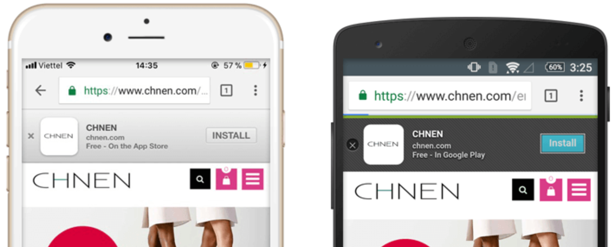 Safari smart app banner at the top of a mobile web page promoting the native app